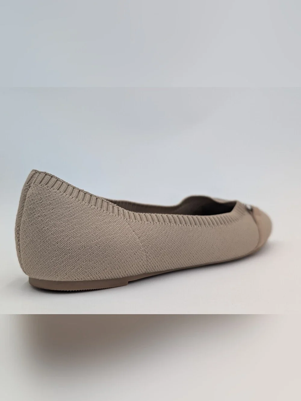 Nautica Halidon Sz 8 Taupe Knit Upper Silver Equestrian Style Buckle Ballet Flat